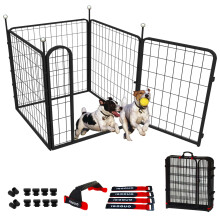 IGOOUO Dog Playpen Indoor/Outdoor 81.3cm High, Portable Puppy Playpen with Easy-Carry Straps,4 Panels Dog Pen Play Pen for Small/Medium Dogs,Rustproof