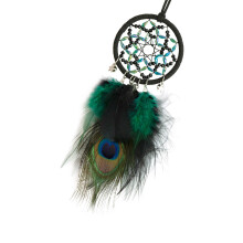 Attrape-rêves en perles tissés à la main, avec plumes de paon et