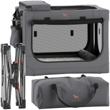 Noah & Paw Collapsible Dog Crate 26 Inch, Small Dog Crate for Small Medium Breeds, Travel Kennel for Car, Including Pet Mat for Pet Cage, 2 Storage