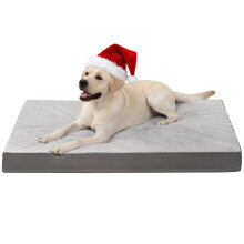KSIIA Large Orthopedic Dog Beds, Waterproof Washable Dog Mattress with Removable Cover, Egg Foam Crate Mat with Reversible Design, Grey, 105x70cm