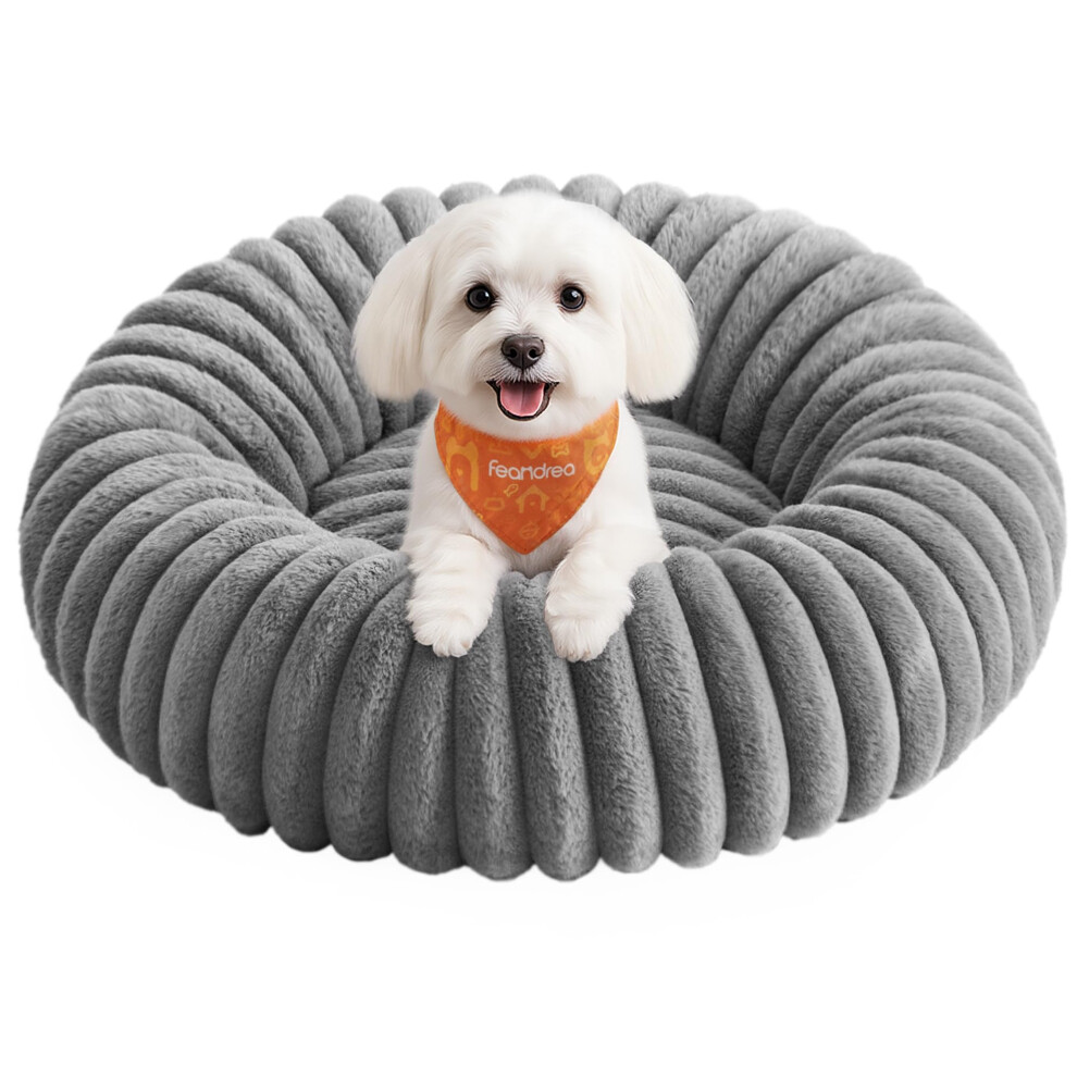 Feandrea Dog Bed, Medium Cat Bed With Soft Padding, 60 Cm, Washable, Non-Slip, Dove Pgw302gd01 Grey