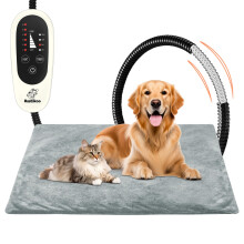 Asstikoo Pet Heating Pad, Adjustable Dog Heating Pad with 4-Level Timer and 30-55? Temperature, Cats Indoor Heating Blanket for Puppies with Chew