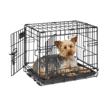 MidWest Homes for Pets 46 cm Two-Door iCrate Folding Dog Crate with Divider Panel, Leak-Proof Tray & Secure Latches ? Metal Wire Kennel for Tiny