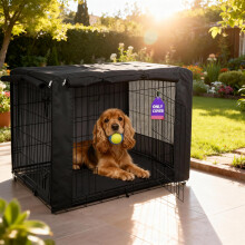 Dog Crate Cover for Wire Crates, Heavy-Duty Polyester Indoor Dog Kennel Cover Universal Fit for 1 2 Doors Standard Metal Cage (Cover Only, 124 x 78 x