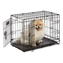 MidWest Homes for Pets 59 cm Two-Door iCrate Folding Dog Crate with Divider Panel, Leak-Proof Tray & Secure Latches ? Metal Wire Kennel for XS Breeds