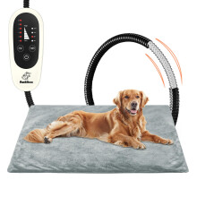 Asstikoo Pet Heating Pad, Adjustable Dog Heating Pad with 4-Level Timer and 30-55? Temperature, Cats Indoor Heating Blanket for Puppies with Chew