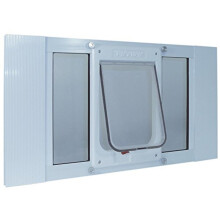 Ideal Pet Products Aluminum Sash Window Pet Door, Adjustable to Fit Window Widths from 27" to 32", Chubby Kat 7-1/2? x 10-1/2? Flap Size