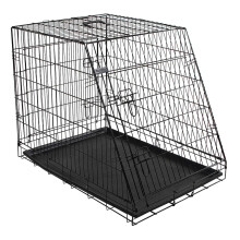 Kerbl Slanted Front Dog Cage Collapsible 2 Doors, 92 x 63 x 74 cm, Black