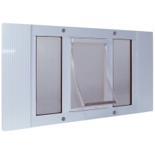 Ideal Pet Products Aluminum Sash Window Pet Door, Adjustable to Fit Window Widths from 27" to 32", Extra Large 10-1/2? x 15? Flap Size
