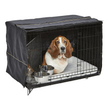 MidWest Homes for Pets Intermediate Double Door iCrate Starter Kit, 91 cm Dog Crate Bundle for Medium to Large Breeds, Includes Cage, Pet Bed, 2 Bowls