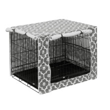 Pethiy Dog Crate Cover Durable Polyester Pet Kennel Cover Universal Fit for Wire Dog Crate - Fits Most 36 inch Dog Crates - Cover only-Gray Soles-36