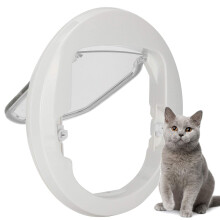 Cat Flap Door 4 Way Locking Pet Flap Door Round Magnetic Dog Door In & Out Safe Pet Door for Cat and Small Dogs Doggies Puppy Animals Doors