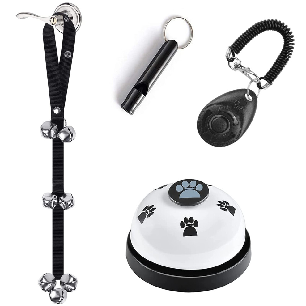 Kelivi Puppy Potty Training Set - 4 Pack Adjustable Dog Bells With Clicker & Whistle - Cat Communication Device 5051222929902