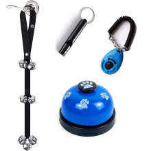 Kelivi Dog Bell for Puppy Potty Training, 4 Pack Dog Bells Toilet Training, Adjustable Length Dog Doorbell with Dog Training Clicker & Dog Whistle-Dog