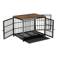 BingoPaw Wooden Dog Crate Indoor: 30inch Furniture Style Pet Cage Pet Kennel End Table with Three Doors and Removable Tray for Small Medium Dogs Black