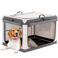 Dog Travel Crate with Lockable Zipper & Patented Screw Frame ? Foldable Pet Crates Indoor Cages for medium Dogs, Waterproof Base, Washable Cover,