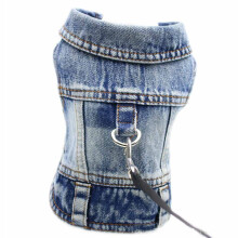 feiling Jeans Dog Jacket with Metal Hook for Lead, Denim Coat Outfit Gift Dog Clothes Pet Vest for Puppies, Small, Medium Dogs (blue, S)