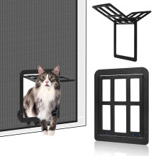 Adiwo Magnetic Dog Flap, Cat flap, Durable Dog Screen Door, Automatic Lock Pet Door Cover for Small Dogs Puppies Cats, Black Sturdy Pet for Sliding