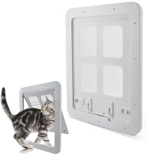 Cdycam Dog Cat Door for Screen Door with Magnetic Flap Lockable, Magnetic Closure Sturdy Screen Pet Door for Existing Sliding Door, Window (S (Inside