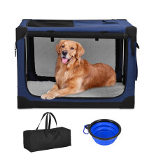 Kidken Dog Crate, 35 Inch Collapsible Dog Crate, Extra Large Dog Travel Crates for Large and Medium Dogs, Foldable Pet Crate Car Dog Carrier Soft Pet