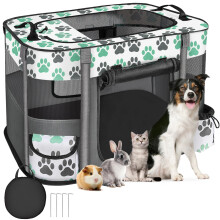 Eyein Dog Playpen, Foldable Portable Pet Dog Cat Playpen for Indoor Outdoor, 600d Oxford Kennel Kitten Cat Crate, Breathable Visible Tent Cage for