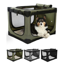 42 Inch Collapsible Travel Dog Crate for Medium Large Dogs, Portable Dog Crate 4-Door Foldable Soft Kennel with Chew-Proof Mesh Windows for Indoor &