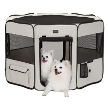 PETSFIT Dog Pen Indoor, Anti-Leakage Bottom, Foldable, Collapsible Puppy Play Pen, Chewproof Design, Dog Playpen Indoor, 116 ? 106 ? 72 cm,Beige