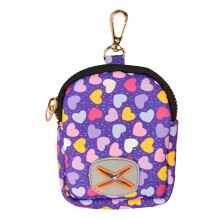 ICEMOOD Dog Poop Bag Holder With Easy Dispensing Hole - Stylish Fashion Print Leash Attachment Poo Bag Carrier and Waste Bag Accessory, Purple Heart,