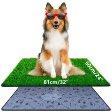 Fake Grass Urinal Pads for Dogs, 32 x 24 Inch Indoor Artificial Grass Dog Litter Box, Lawn Dog Urinal Pads, Washable, Reusable, Lawn Replaceable,