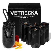 VETRESKA Valentine's Day Dog Poo Bags with Dispenser - 105 Extra Thick Leak Proof & Scented Pet Waste Bags Refill Rolls (7 Rolls), Poop Bags for Dog