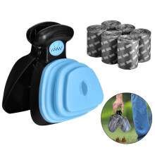 Queta Dog Pooper Scooper with 6 Waste Bags Small Pet Toilet Waste Storage Poop Scoop with Pet Poop Bags Walking Poop Remover Home Yard Outdoor Pickup