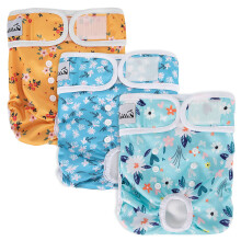 SlowTon Reusable Dog Nappies Female, 3 Pack No Leak Washable Dog Period Pants Super Absorbent Dog Heat Pants Comfortable Sanitary Dog Diapers