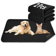 E-THOL Dog/Cat Training Mat 2-Piece Set | Extra Strong Absorbent | Waterproof & Non-Slip | Washable & Reusable | For Puppies & Pets (Black, 70 x 100