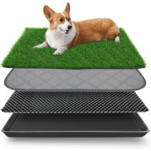 Embellbatt 50 * 60CM Dog Grass Pad with Tray, Dog Potty Grass for Puppy Training, Artificial Fake Grass for Dogs to Pee on Indoor Outdoor Dog Training