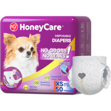 HONEY CARE All-Absorb Disposable Female Dog Diapers, Improved, Super Absorbent, Breathable, Wetness Indicator (XS-50count)