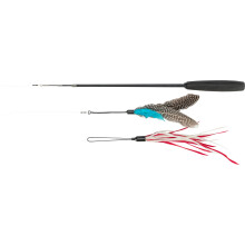 TRIXIE telescopic play rod for cats - with handle - 2 interchangeable toys - fibreglass rod - extendable from 40 to 98 cm - 45763