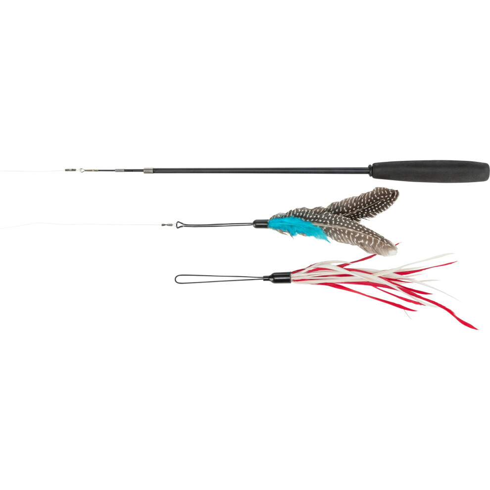 Trixie Telescopic Play Rod For Cats - With Handle - 2 Interchangeable Toys - Fibreglass Rod - Extendable From 40 To 98 Cm - 45763