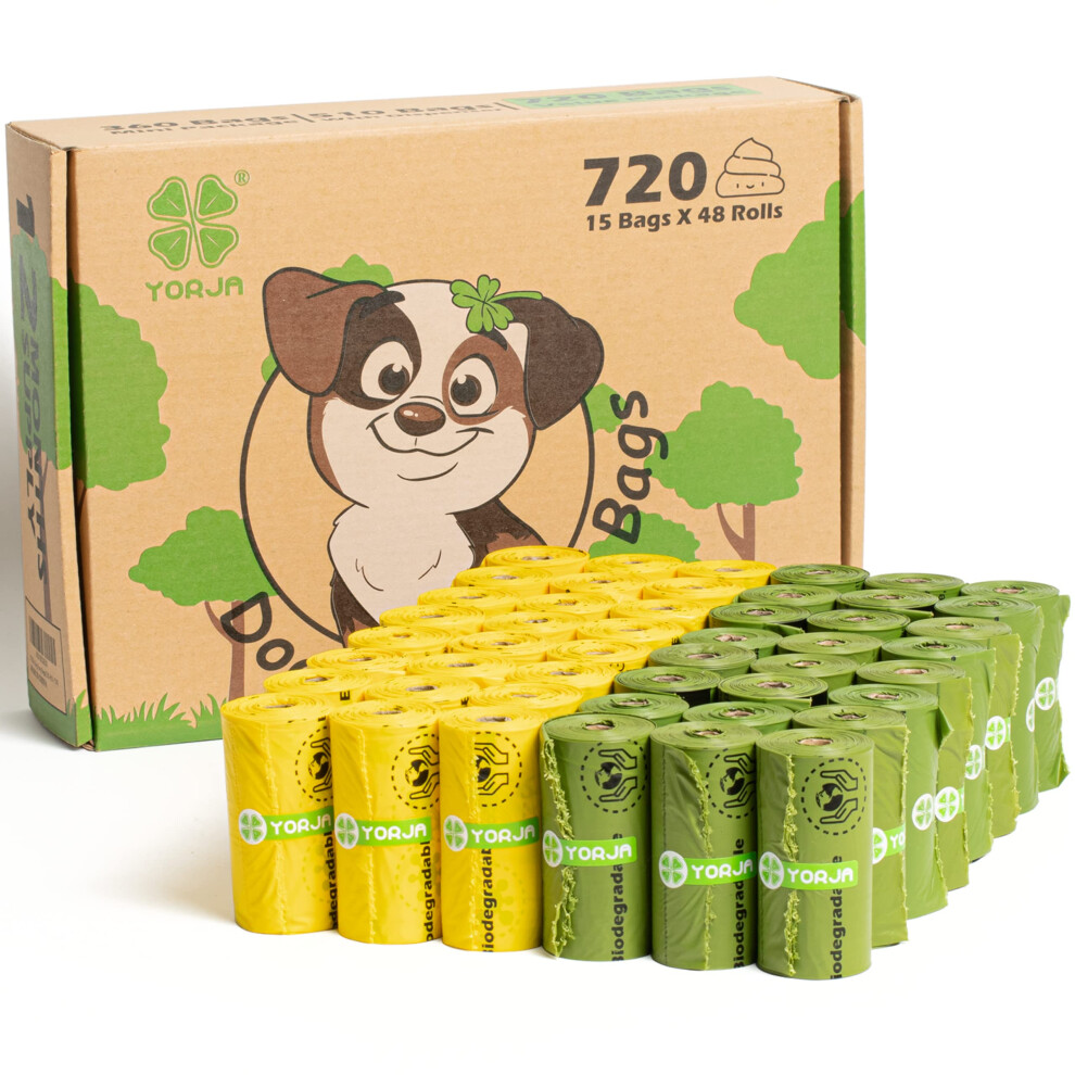 Yorja Dog Poo Bags, 720 Pet Poop Bags, Extra Thick And Strong 100% Leak-Proof Biodegradable Waste Bags