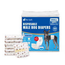 Pet Soft Dog Nappies Male- 50 Counts Disposable Male Dog Wraps, Super Absorbent Puppy Dog Diapers Incontinence Nappy Wraps with Wetness Indicator