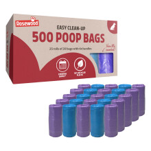 Rosewood Dog Poo Bags with Handles - 500 Easy Clean-Up Poop Bags, 25 Refill Rolls of Dog Waste Bags with Tie Handles, Vanilla Scented, Made with