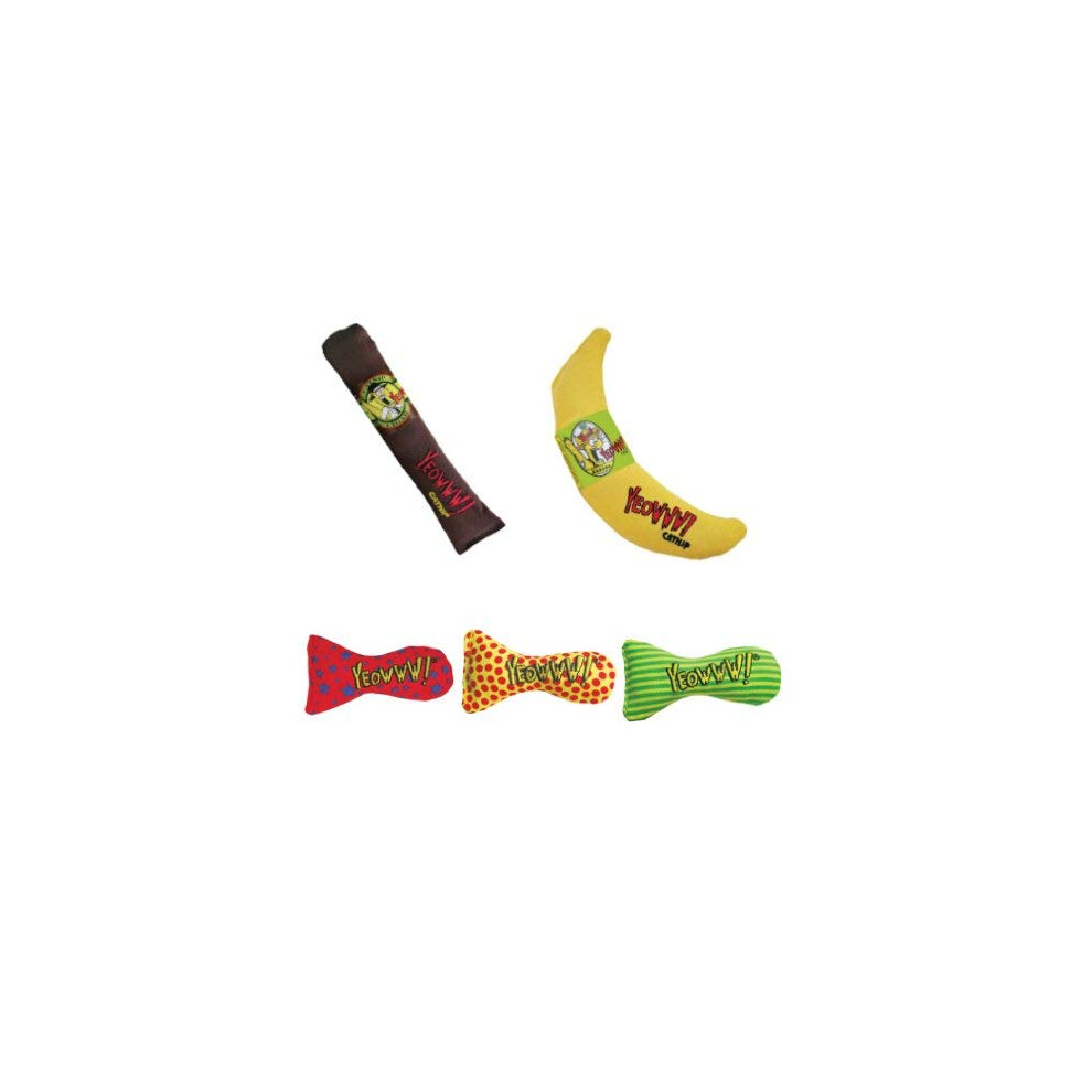 Yeowww Very Strong Organic Catnip Cat Toys (1X Cigar 1X Banana 3X Stinkies)