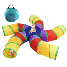 Homtone Cat Tunnel 5-Way, Collapsible Kitten Play Tunnel with Storage Bag, Large Cat Tunnels for Indoor/Outdoor Cats, Kitten, Puppy, Rabbit, Guinea