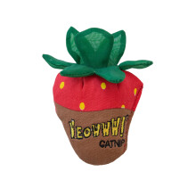 YEOWWW Catnip Toy For Cats - Organic Crinkle Cat Toy, Durable And Safe, For Indoor And Outdoor Cats, Strawberry Shaped (H 10 cm) (Chocolate