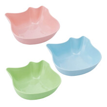 JINSHIN Plastic Cat Bowl Set of 3 - Pink/Blue/Green, Holds up to 8 ounces each, Anti-slip Multi-purpose, Durable and Safely Made, Easy to Clean, Ideal