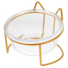 Toddmomy Raised Glass Cat Bowl 6 Inch Tilted Design Elevated Feeding Bowl for Cats Water and Food with Neck Support