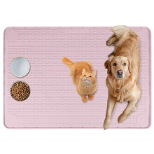 Bartuke Cat Food Mat, 40" x 28" Extra Large Silicone Pet Feeding Mat with Raised Edge Pet Placemat for Food and Water Bowl Non-Slip, Easy to Clean,
