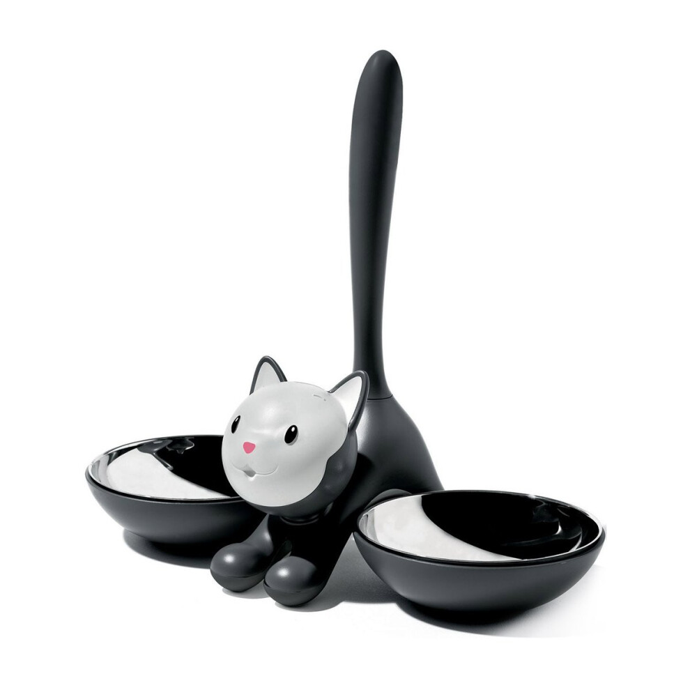 Alessi | Tigrito Ammi09 B - Design Cat Bowl, 18/10 Stainless Steel And Thermoplastic Resin, Black