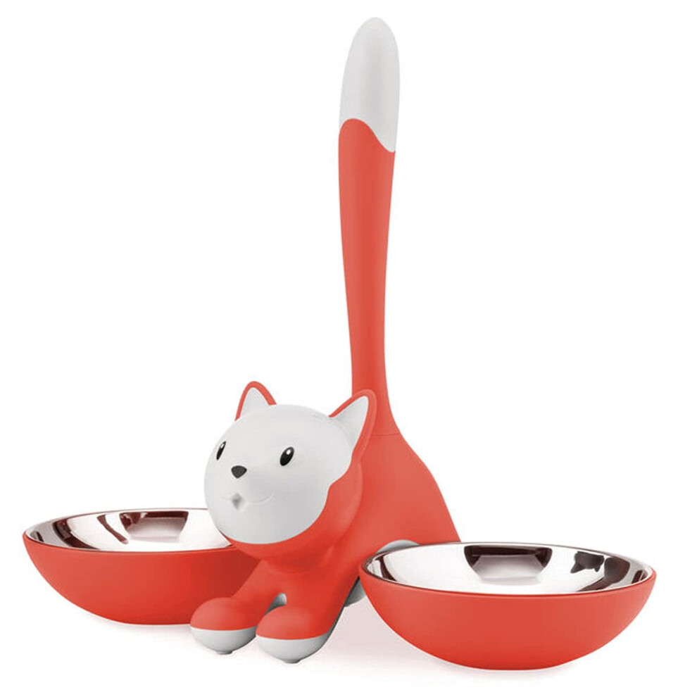 Alessi Cat Bowl In Thermoplastic Resin, And 18/10 Stainless Steel Red/Orange