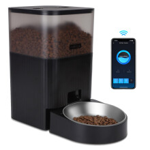 Nobleza Automatic Cat Feeder, APP Control, Compatible with Alexa and Google Assistance, 4.2L Auto Cat Dispenser, 2.4G WiFi Timed Microchip Pet Feeder,