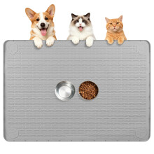 Kalolary Extra-Large Silicone Cat Feeding Mat ? Waterproof Non-Slip Pet Food Tray with Raised Edges, Easy-to-Clean Floor Protector for Cats & Small